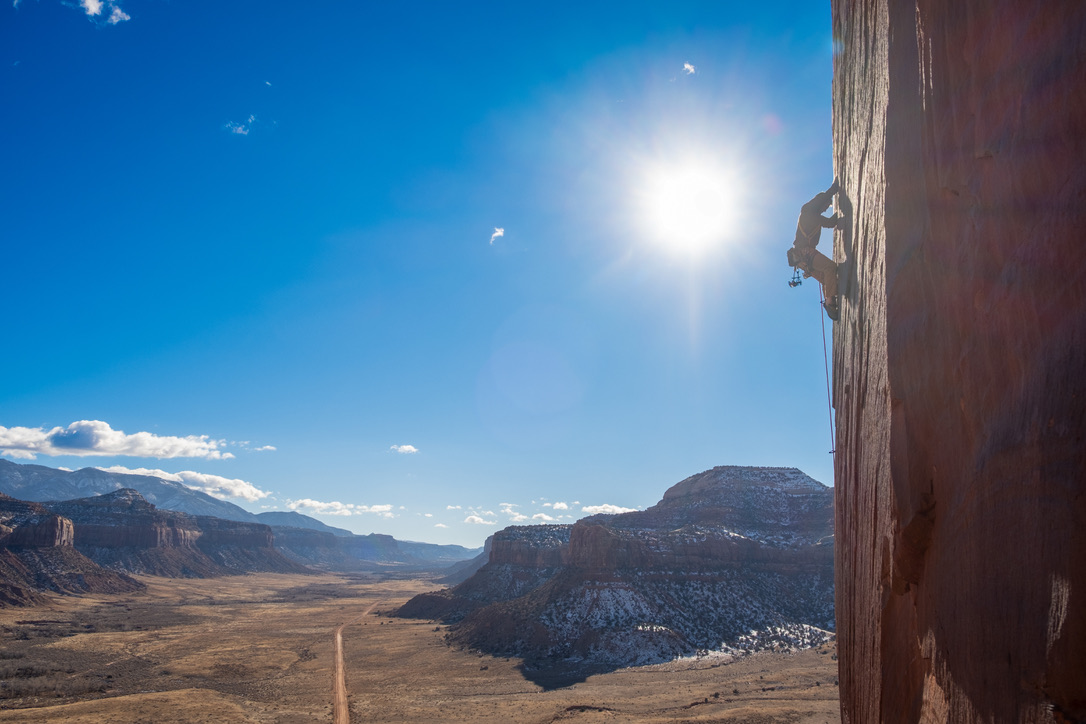 Crack climbing in Indian Creek
